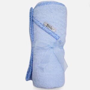 Absorbent Hooded Baby Boy Towel Blue Frenchie Mini Couture 40"x30" Cotton NEW